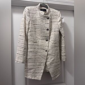 Zara Cream and Black Textured Blazer